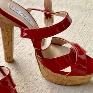 Steve Madden Strappy Red Cork Heels Size 9